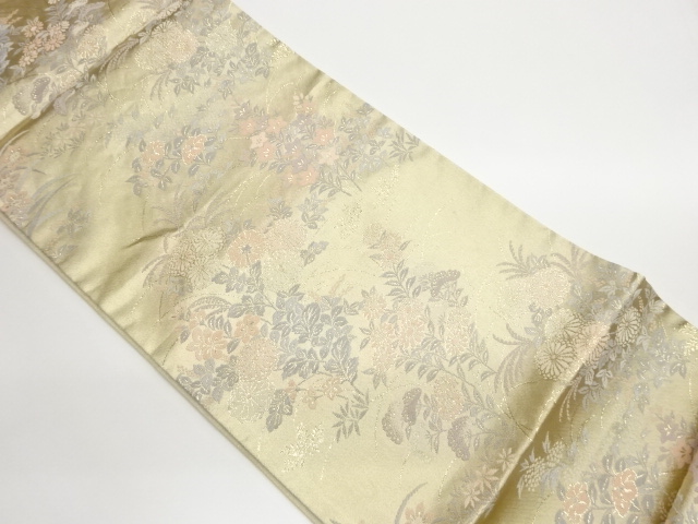 草花・葉模様織出し袋帯